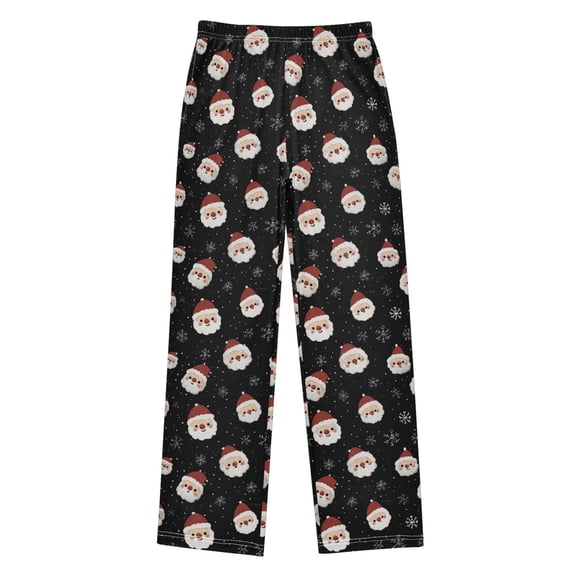 Santa Claus Face and Snowflakes Pajama Pants Soft and Lightweight Elastic Waistband Pajama Pants