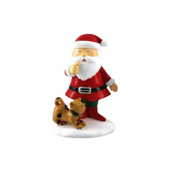 Santa Claus Figurine with Gift and Dog Companion Festive Resin Decorative Ornament for Holiday Display Use