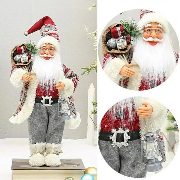 Santa Claus Figurines Santa Claus Doll Standing Santa Claus Figurine with Bag 18 Inches Holiday Decoration Santa Claus