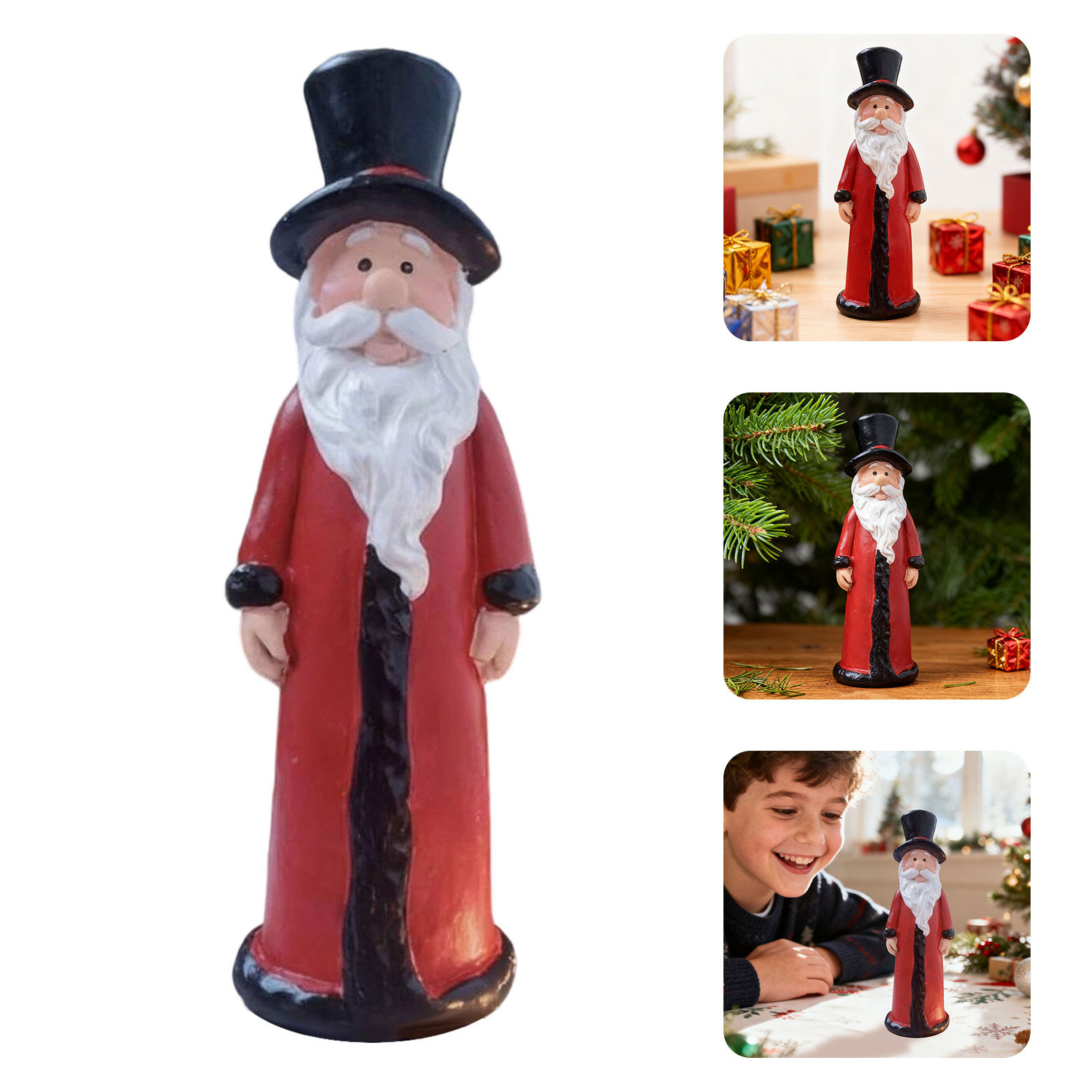 Santa Items Santa Claus Figurines Snowman Statue Set Christmas Ornaments, Holiday ...