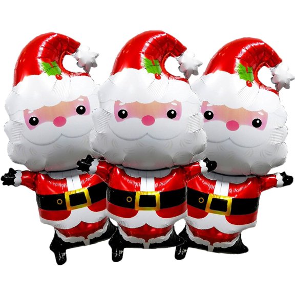Santa Claus Foil Balloons for Christmas-Themed and Birthday Party Supplies Decorations - 3pcs