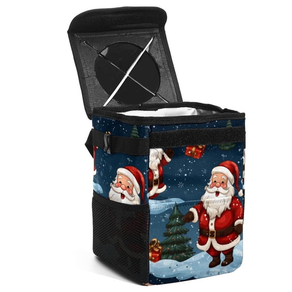 Santa Claus Foldable Car Trash Can with Lid, Leak-proof Hanging Storage Bag - Trash Can for Car, Car Garbage Can