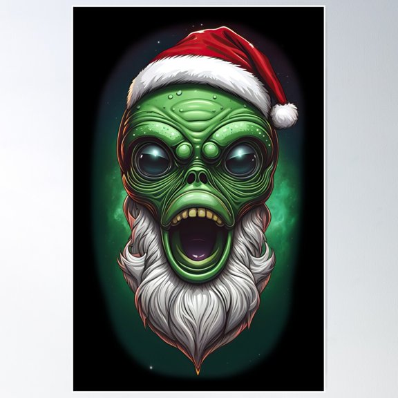 Santa Claus From Outer Space Poster Wall Art, Modern Wall Decor For Living Room Bedroom, 24x36 UNFRAMED