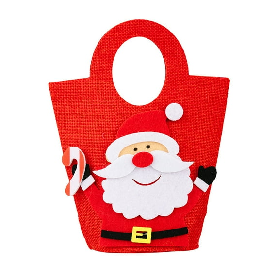 Santa Claus Gift Bag with Handle for Christmas Party Favors Holiday Candy Treats Reusable Felt Tote Bag for Kids and Adults