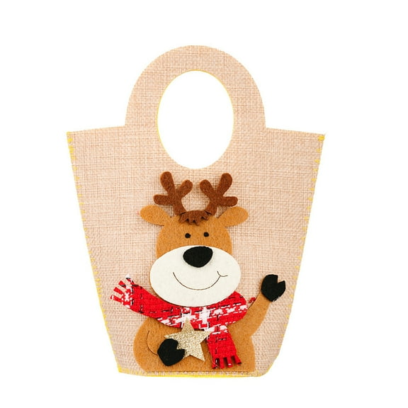 Santa Claus Gift Bag with Handle for Christmas Party Favors Holiday Candy Treats Reusable Felt Tote Bag for Kids and Adults