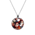 thumbnail image 1 of Santa Claus Glass Design Circular Pendant Necklace - Women's Fashion Jewelry, 1 of 5