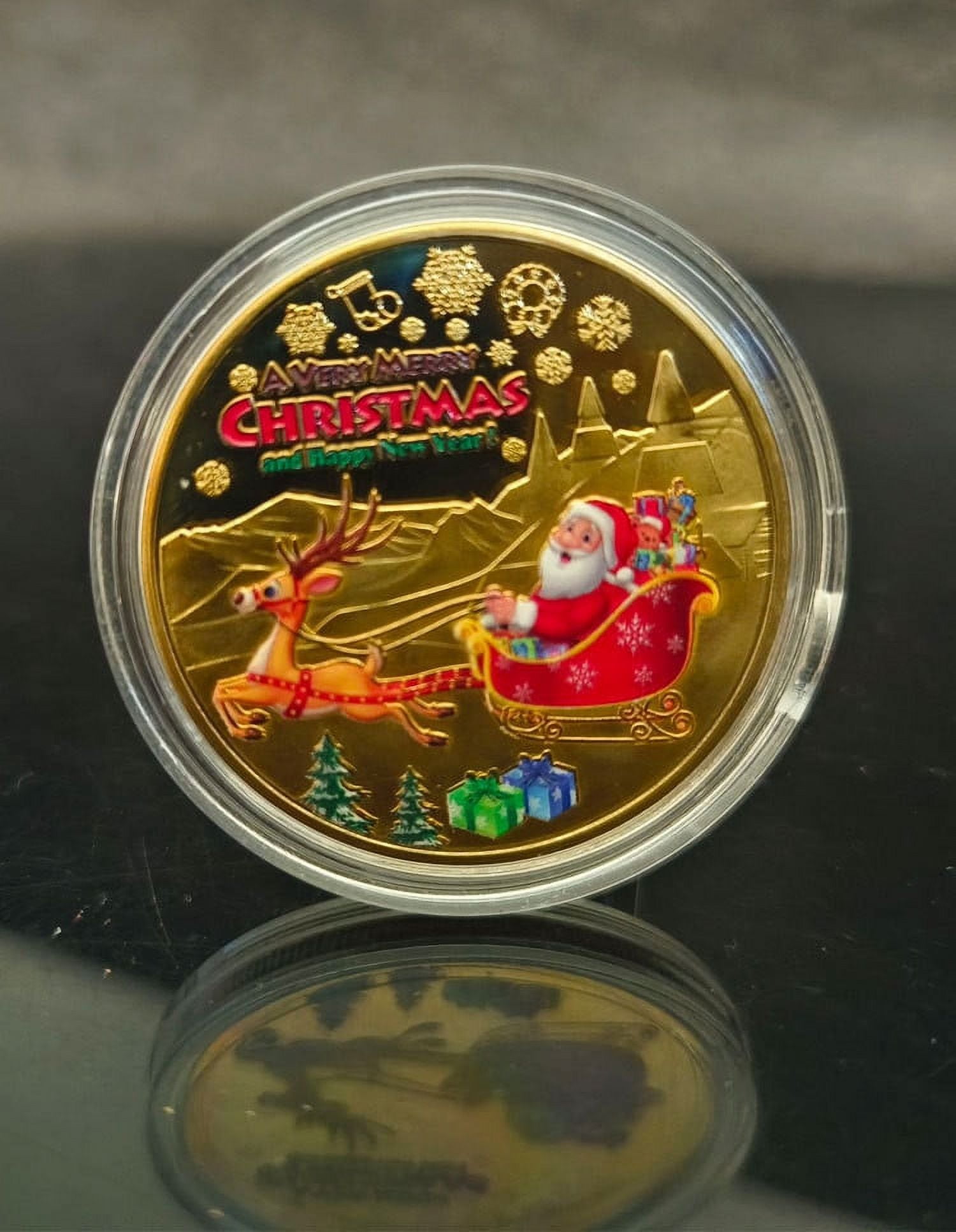 Lucky Christmas Coins Santa Claus Decorative Coins - Christmas Lucky Coins  For Stocking Stuffers & Party Favors Decision Coin