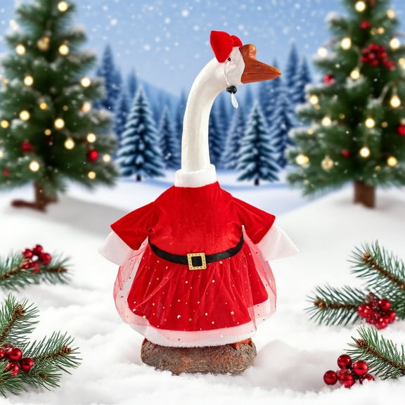 Santa Claus Goose Outfit Clothes for High Cement or Plastic Christmas Goose Lawn Clothing Porch Garden Costume