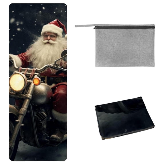 Santa Claus Gym Towels with Storage Bag, 72.8"x26.8" - Suitable for Yoga, Pilates, Fitness, etc. - Hot Yoga Towel and Yoga Mat Towel Included