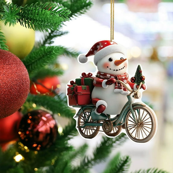 Santa Claus Hanging Ornament Flat Acrylic Decoration for Christmas Tree Window Door Lightweight Waterproof Holiday Pendant Indoor Outdoor