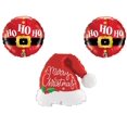 thumbnail image 1 of Santa Claus Hat Belt Red Merry Christmas 3 piece Balloons Supplies Party, 1 of 1
