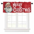 thumbnail image 1 of Santa Claus with Hat Valances for Windows Merry Christmas Red Background Rod Pocket Curtain Valance Window Treatment Short Curtains for Kitchen Living Room, 42"x12", 1 of 5