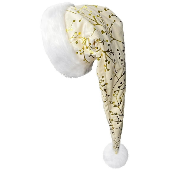 Santa Claus Hat for Adults, Christmas Hat Xmas Caps for Holiday New Year Party(Gold)