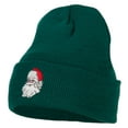 thumbnail image 1 of Santa Claus Head Embroidered Long Knitted Beanie - Dk Green OSFM, 1 of 5