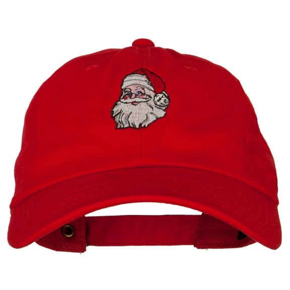Santa Claus Head Embroidered Unstructured Washed Cap - Red OSFM