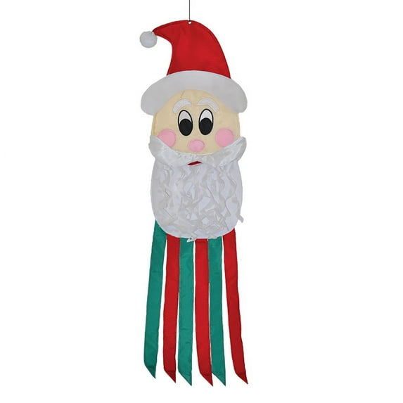 Santa Claus Head Holiday 38 Inch Outdoor Fabric Christmas Windtail