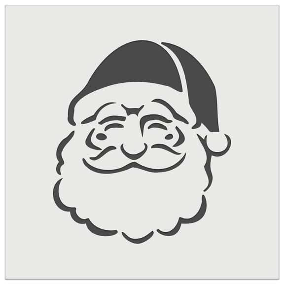 Santa Claus Head with Big Bushy Beard Christmas Holiday DIY Cookie Wall Craft Stencil - 7.0 Inch