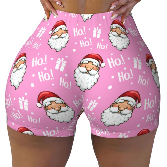 Santa Claus Ho Ho Ho Workout Shorts For Women Scrunch Butt Lifting Yoga Gym Seamless Booty Biker Shorts X-Large