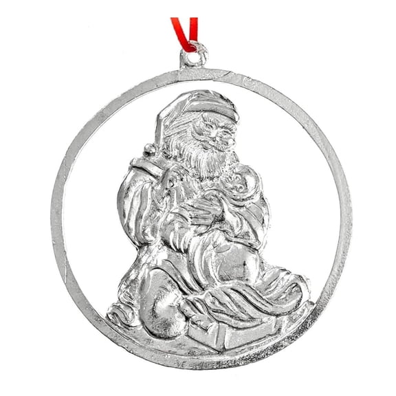 Santa Claus Holding Baby Jesus Ornament - Handmade Pewter Christmas Decor - Keep Christ in Christmas Gift - Religious Ornament for Tree, Home Décor, Suncatcher