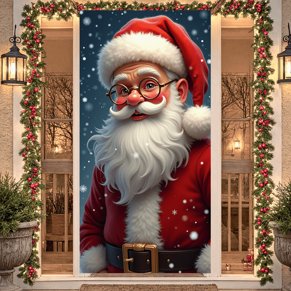 Santa Claus Holiday Banner Festive Decoration for Christmas Party Winter Celebration Seasonal Decoration