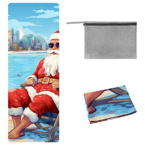 Santa Claus Hot Yoga Towel with Storage Bag, 72.8"x26.8", Suitable for Yoga, Pilates, Fitness, etc. - Yoga Blankets, Yoga Towel