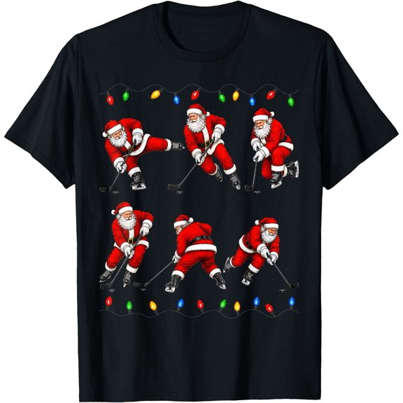 Santa Claus Ice Hockey Christmas Sports Team Holiday Players T-Shirt