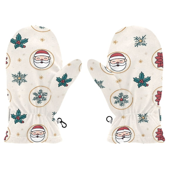 Santa Claus Icon Cold Weather Mittens Cozy Gloves with Adjustable Fit Perfect for Outdoor Fun