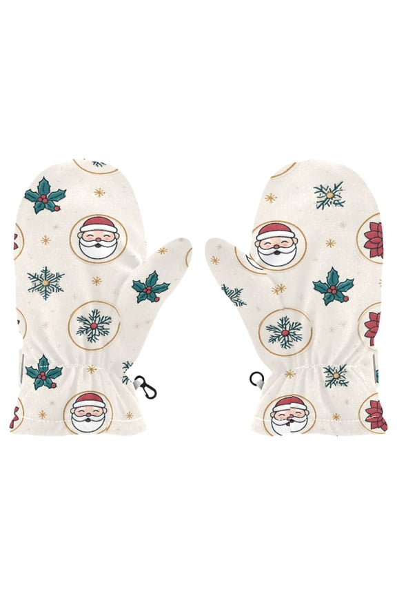 Santa Claus Icon Cold Weather Mittens Cozy Gloves with Adjustable Fit Perfect for Outdoor Fun