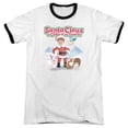 thumbnail image 1 of Santa Claus Is Comin To Town/Animal Friends Adult Ringer T-Shirt White/Black, 1 of 1