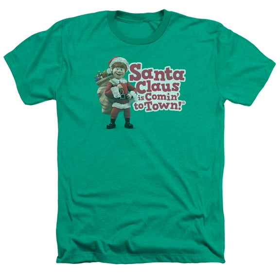 Santa Claus Is Comin To Town - Santa Logo - Heather Short Sleeve Shirt - Small