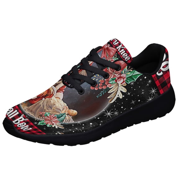 Santa Claus Kneeling With Baby Jesus Every Knee Shall Bow Shoes Sneakers Black Size 10.5