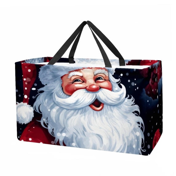 Santa Claus Large Foldable Oxford Cloth Storage Bin - Multipurpose Storage Box, Shopping Bag Organizer