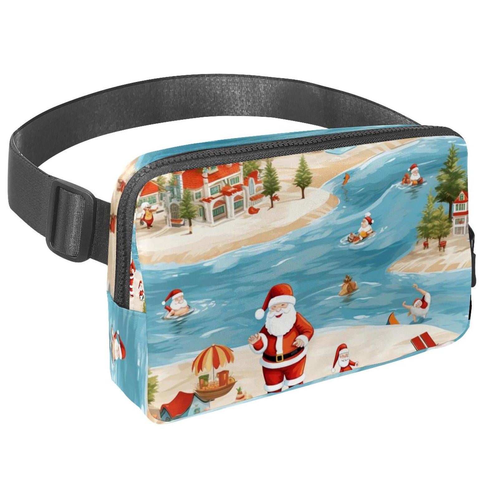 Santa Claus Lightweight Adjustable Fanny Bag Running Belt Waist Pack with Extension Strap Unisex