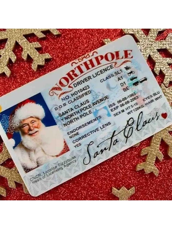 Santa Claus Lost Drivers License Christmas Decorations,Novelty Sleigh Flying License ID Card,Santa Claus Card Flight Eve Key Box Gift Christmas Eve Key Box Gift