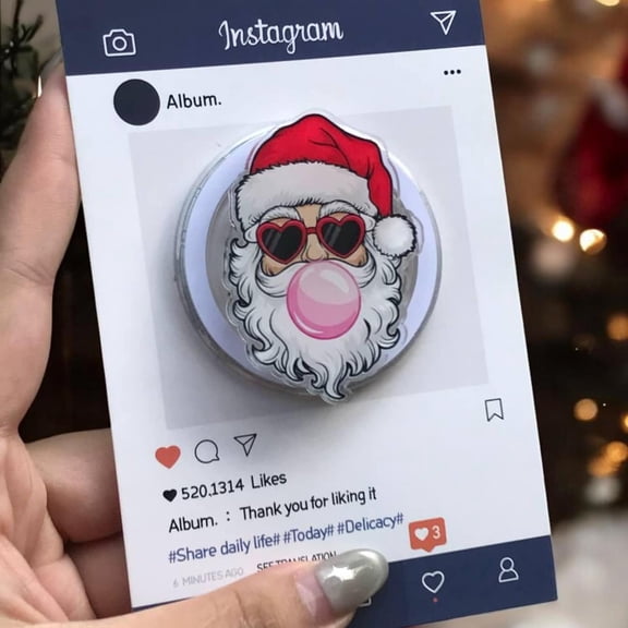 Santa Claus MagSafe Phone Grip Cute Santa with Heart Glasses & Bubble Gum Christmas Phone Accessory Gift for iPhone