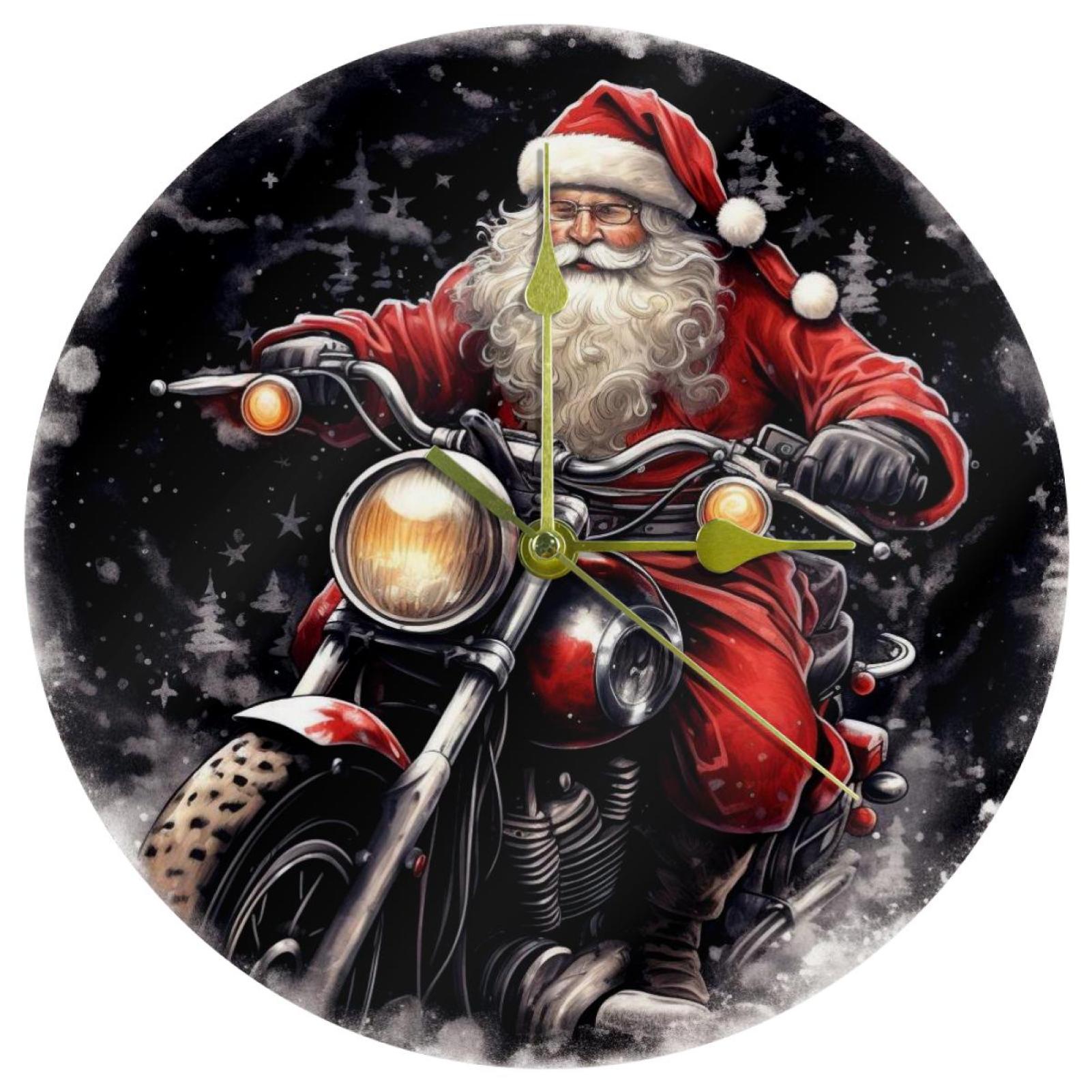 Santa Claus Modern Round Acrylic Wall Clock, 9.8 Inches, Silent Non ...