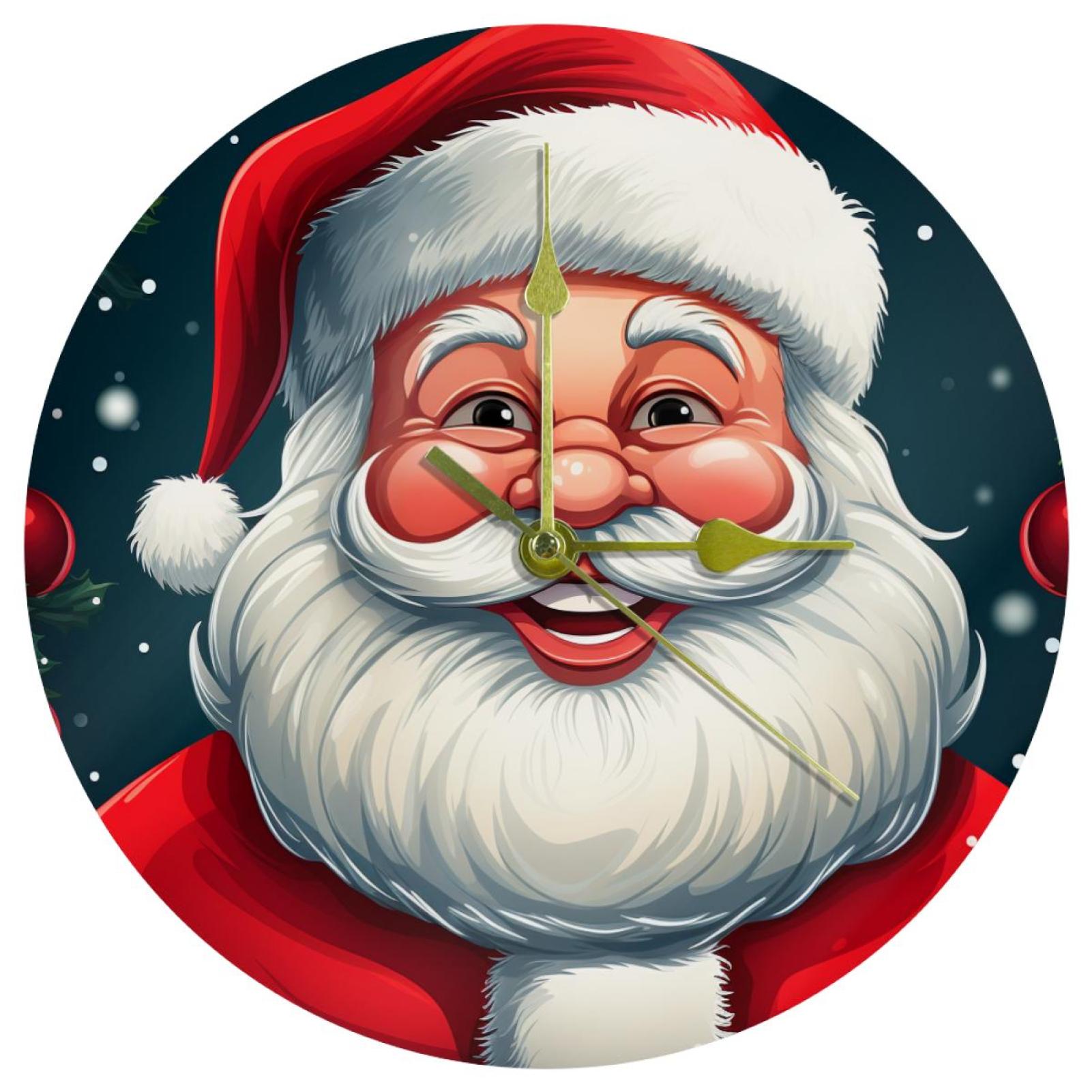 Santa Claus Modern Round Acrylic Wall Clock 9.8 Inches Silent Non ...