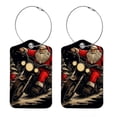 thumbnail image 1 of Santa Claus Motorcycle Square PU Leather 2 Pack Travel Tag - Bag Tag - Suitcase Tag with Privacy Cover and Stainless Steel Ring - Suitable for Travel, Backpack, and Handbag, 1 of 7