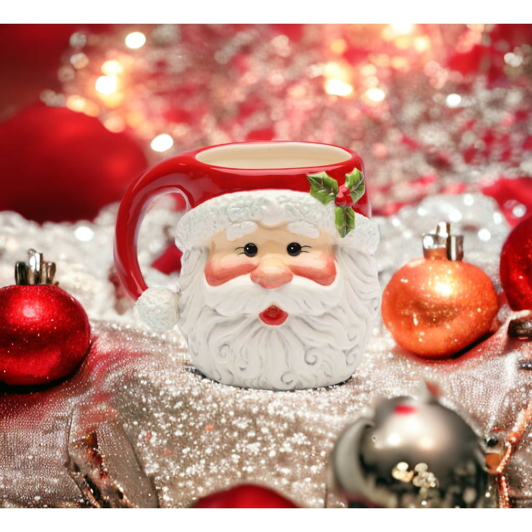 Santa Claus Mug Set of 4 Ceramic Holiday Coffee Mugs 10 oz Him