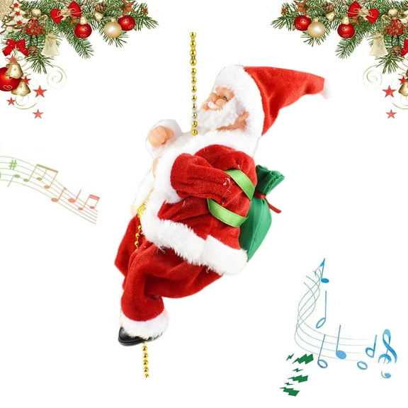 Santa Claus Musical Climbing Rope, 2026 Electric Climbing Santa on Rope, Hanging Climbing Santa on Rope with Funny Musical, Climbs Up and Down, for Christmas Tree Fireplace Home Decor