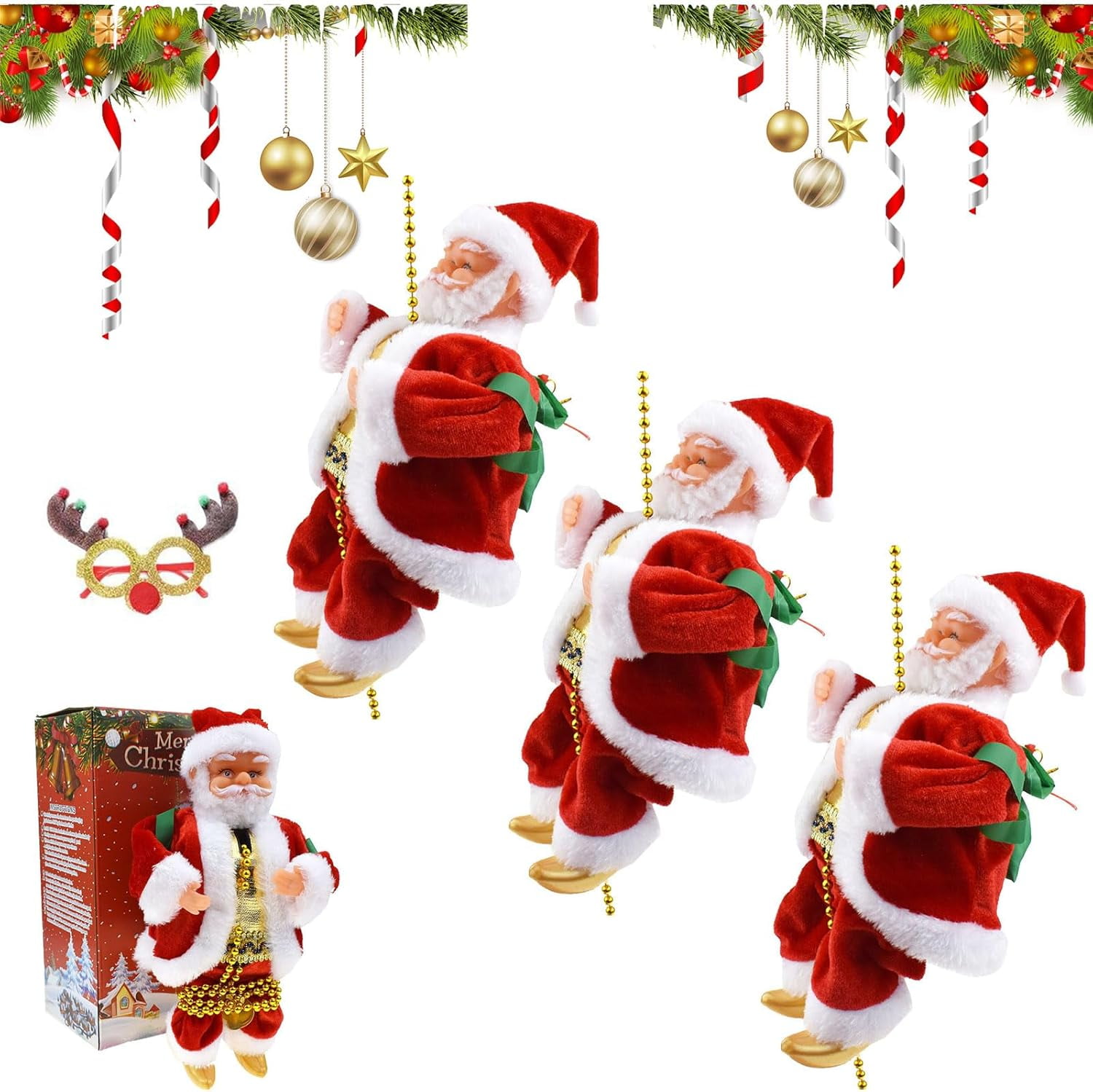 Santa Claus Musical Climbing Rope, 2026 New Electric Climbing Santa on ...