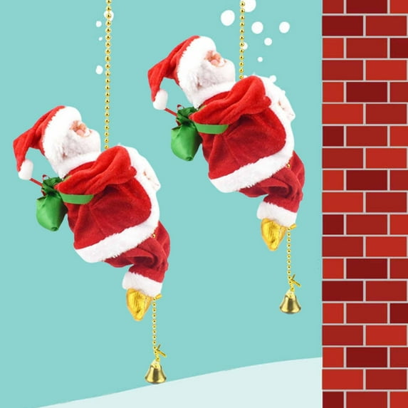Santa Claus Musical Climbing Rope, 2026 New Electric Climbing Santa on Rope, with Funny Musical, for Christmas Tree Home Décor