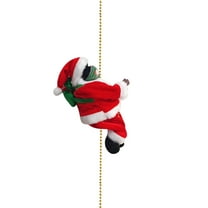 Santa Claus Musical Climbing Rope,Animated Electric Santa with Light & Music, Climbs Up and Down, Battery Operated Christmas Tree Ornament for Xmas Home Party Decoration
