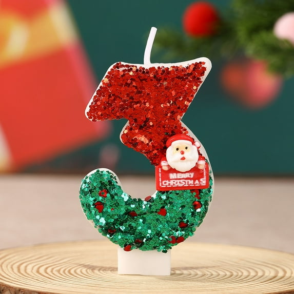 Santa Claus Number Candles Set (0-9) – Handmade Christmas Cake Toppers for Holiday Desserts, Birthday Party Decorations