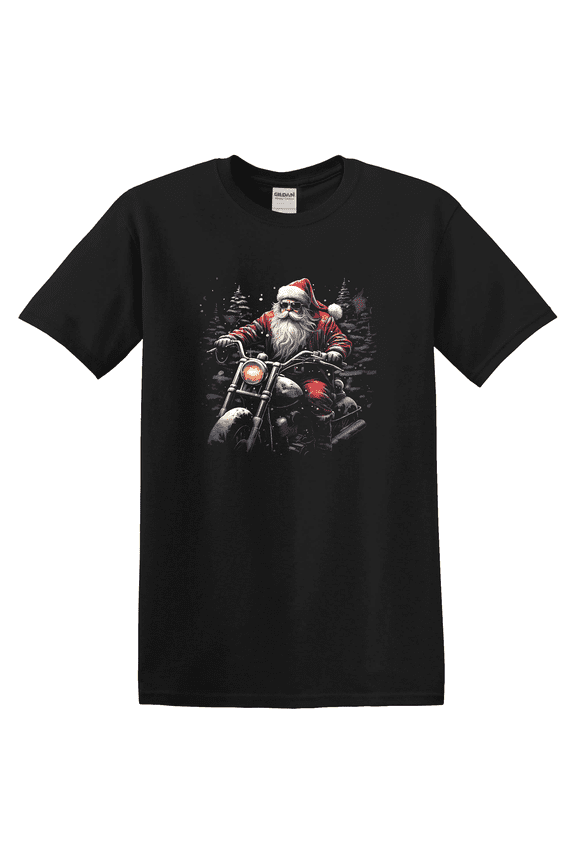 Santa Claus On Motorcycle Santa Biker Christmas Clipart Santa Santa T Sublimation Christmas Graphic T-shirt