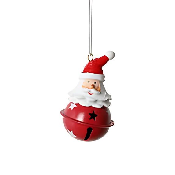 Santa Claus Ornament Bell, Hand-Painted Metal Christmas Hanging Decoration with Festive Jingle, Holiday Tree, Mantel, Wreath & Gift Topper Décor