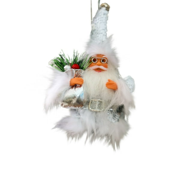 Santa Claus Ornament, Christmas Tree Decorations, Hanging Santa with Gift Bag for Holiday Home Table Decor, Festive Figurine for Mantle Shelf and Tree