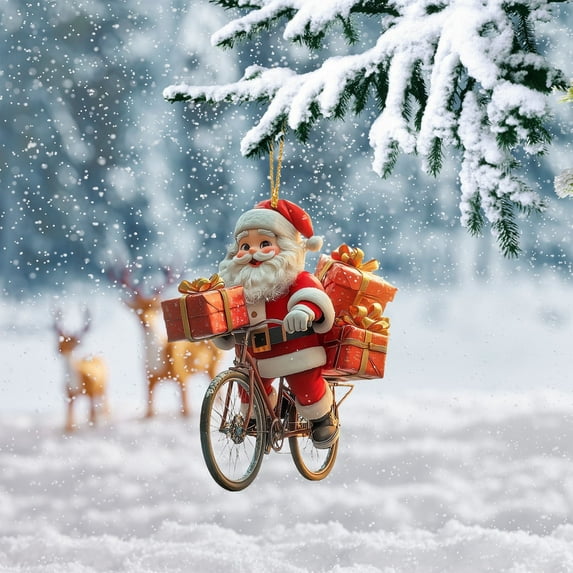 Santa Claus Ornaments for Christmas Tree,Biker Santa Claus Christmas Ornaments Decorations Christmas Bike Santa Claus Decoration, Christmas Tree Hanging with Rope Creative Gifts for Xmas Tree Family