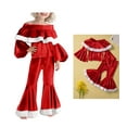 thumbnail image 1 of Santa Claus Outfit for Baby Boy Long Sleeve Off The Shoulder Top Flare Pants Christmas Elf Outfit Set KIds Boy Christmas Outfit Holiday Outfit 3-4 Years, 1 of 4