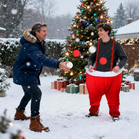 Santa Claus Party Game Pants, Christmas Snowball Toss Interactive Game, Foldable Portable Family Multiplayer Holiday Party Game, Festive Santa Themed Activity for Kids Adults Office Home Gatherings